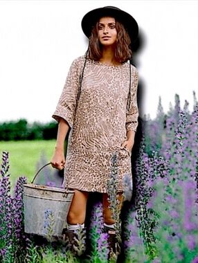 NWT Spell & The Gypsy Small Linen Animal Print Ada Tunic Mini Dress Pockets Boho